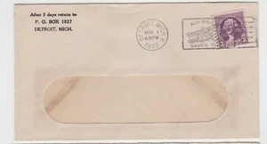 TurtlesTradingPost- Michigan - Detroit - 1933 - Air Mail Saves Time Slogan Cover - Picture 1 of 1