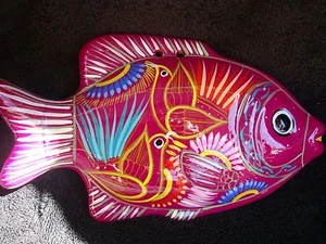 Large Wall fish decor Mexican folk art made of clay and hand painted, Talavera - Picture 1 of 3