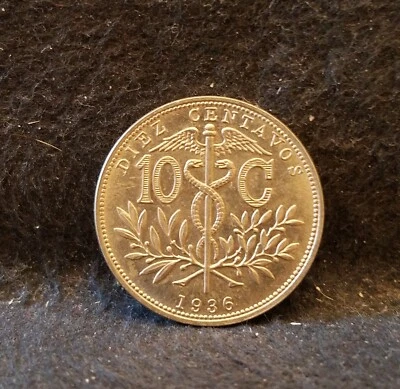 1936 Bolivia 10 (diez) centavos, Vienna mint, aUNC/UNC, KM-179 - Image 1 of 4