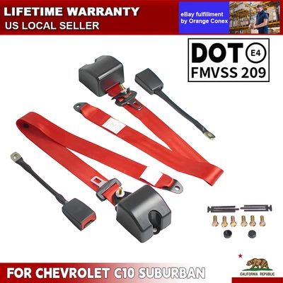 3 Point Safety Adjustable Seat Belt Straps Car Belt for Chevrolet C10 Suburban - Imagem 1 de 4