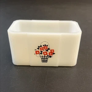 McKee Tipp City Milchglas Rot Blume & Korb Ersatz Fett Glas Floral USA - Bild 1 von 9
