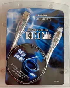 Radio Shack 26-196 Illuminations USB-A to USB-B 2.0 Cable - New, Sealed - Picture 1 of 4