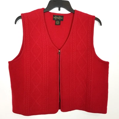 Requisitos Mujeres 100% Lana Tejido con Cable Cremallera Chaleco Suéter Talla XL Rojo Clásico Foto 1 de 4