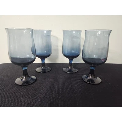 Juego de 4 vasos Libby Smoke Blue 12 oz con tallo Foto 1 de 4