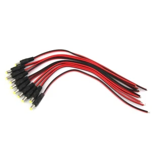 10 Pcs Male DC 5.5*2.1MM Power Plug Conector CCTV PSU Pigtail Cable Adapter Jack - Photo 1/8