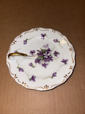 Rossetti Spring Violets 5 3/4" Handled Lemon Plate Occupied Japan 1940’s - Image 1 of 4