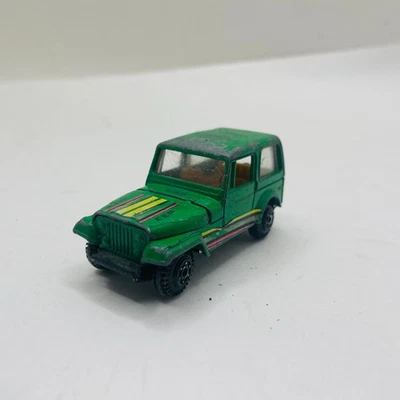 Yatming? Unbranded Jeep CJ-7  Green With Yellow Stripes Hood Opens - Hong Kong - Image 1 of 4