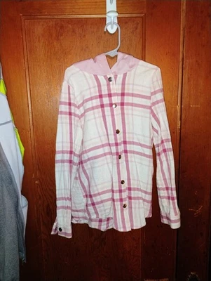 Girls Pink Flannel Hoodie Size 12 Youth - Image 1 of 2