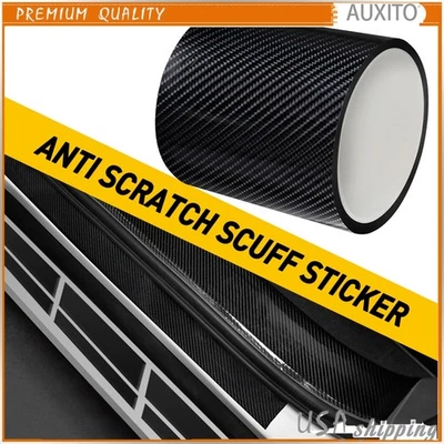 Auto Car Carbon Fiber Door Bumper Plate Scuff Cover Sill Anti Scratch Sticker 10 - Image 1 of 4