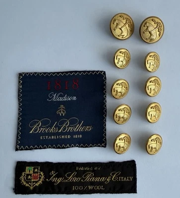 BROOKS BROTHERS Brass Replacement Blazer Buttons WATERBURY (10) Sheep 15 20mm - Image 1 of 4
