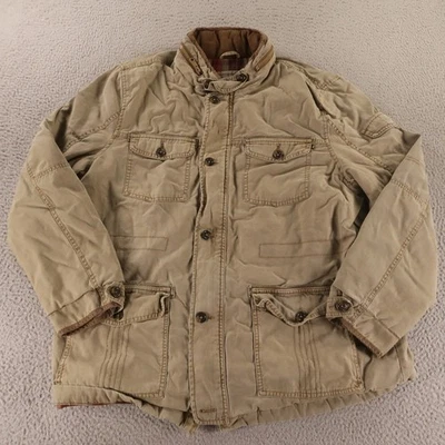 Chaqueta Johnston & Murphy Para Hombre XL Campo Cremallera Completa Abotonada Beige Forrada a Cuadros Foto 1 de 4