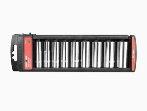 3/8-Inch Drive Deep Socket Set, Sae/Inch, 9 Pieces, 6 Point Socket Set, 3/8", 7/ - Picture 1 of 6