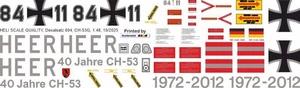 Decal 604 Sikorsky CH-53G Bundeswehr Heer 84+11 40 Jahre CH-53 - Bild 1 von 2