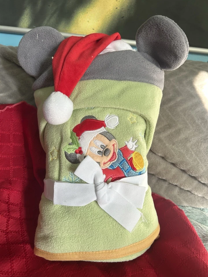 Disney Mickey Mouse Bebé Manta Y Sombrero Set 40” X 30” Nuevo Vacaciones Navidad Foto 1 de 3