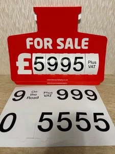 Car For Sales Signs/Price Boards + Numbers Display (RED) Sun Visor X 1 - Foto 1 di 5