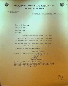 Membrete Vitagraph Lubin Selig Essanay 18 de febrero de 1916 Frank Daniels - Imagen 1 de 2