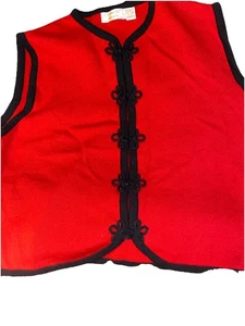 Tally Ho Womens Vest Handcrafted Knit Red  Black Trim Accents 2X Classy - Picture 1 of 8