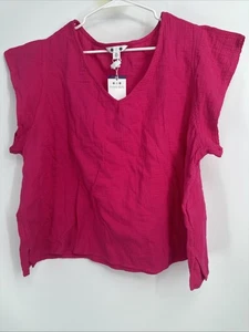Top Three Dots Talla 2XL Cuello en V Doble Gasa Algodón Rosa Nuevo con Etiquetas $138 - Imagen 1 de 3
