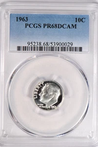 1963 Roosevelt Dime Proof PCGS PR68DCAM PF 68 ULTRA CAMEO Frosty Coin 10C - Picture 1 of 2