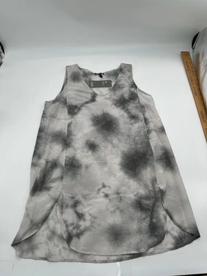 Top túnica Eileen Fisher perla algodón cristalino seda redondeado cuello en V mediano Foto 1 de 4