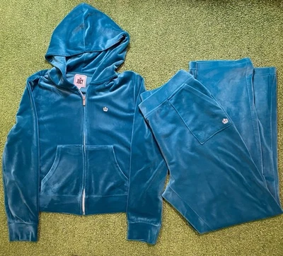 Juicy Couture Sudadera con Capucha Jogger Conjunto de 2 Piezas Mujer XL Diseñador Logo Corona Joyas Y2K Foto 1 de 4