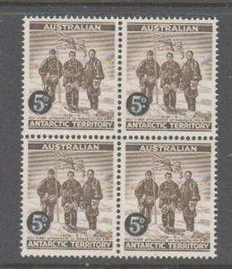 AAT 1959 5d brown Explorers mint unhinged block 4 stamps - Picture 1 of 1