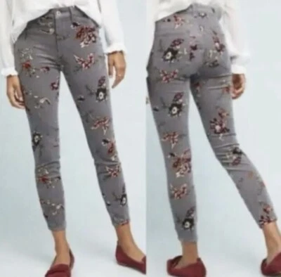 Calça de veludo Anthropologie Pilcro cintura alta skinny cinza tamanho 25 - Imagem 1 de 4