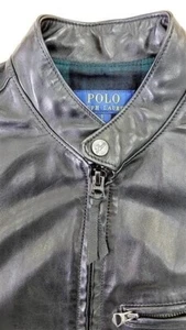 Giacca di pelle Polo Ralph Lauren Cafe Racer, giacca da pilota, taglia S, usata - Foto 1 di 6