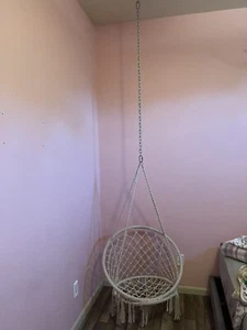 Cotton Hammock Seat Hanging Chair Tassel Deluxe Swing Chair Max Load 350lbs - Picture 1 of 1