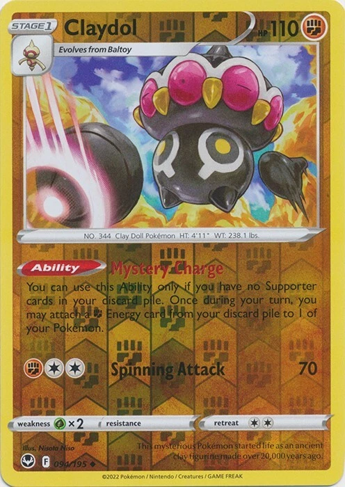 Reverse Holo Claydol 094/195 Uncommon Silver Tempest Pokemon TCG - Image 1 of 1
