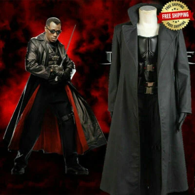 Blade Wesley Snipes Cosplay Costumes Vampire Slayer Vest Suit Halloween Unifor & - Image 1 of 4