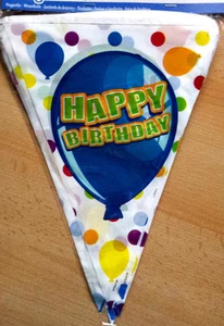 Wimpelkette Dots  Luftballons  6 mtr Happy Birthday weiß bunt   Dekoration Neu - Bild 1 von 2