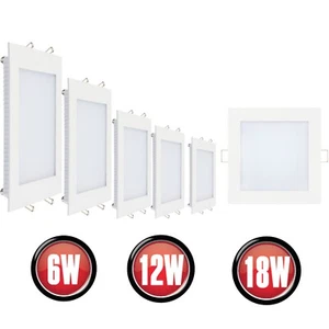 6W 12W 18W LED Panel Flach 2cm Deckenleuchte Einbaustrahler Einbaustrahler Eckig - Picture 1 of 19