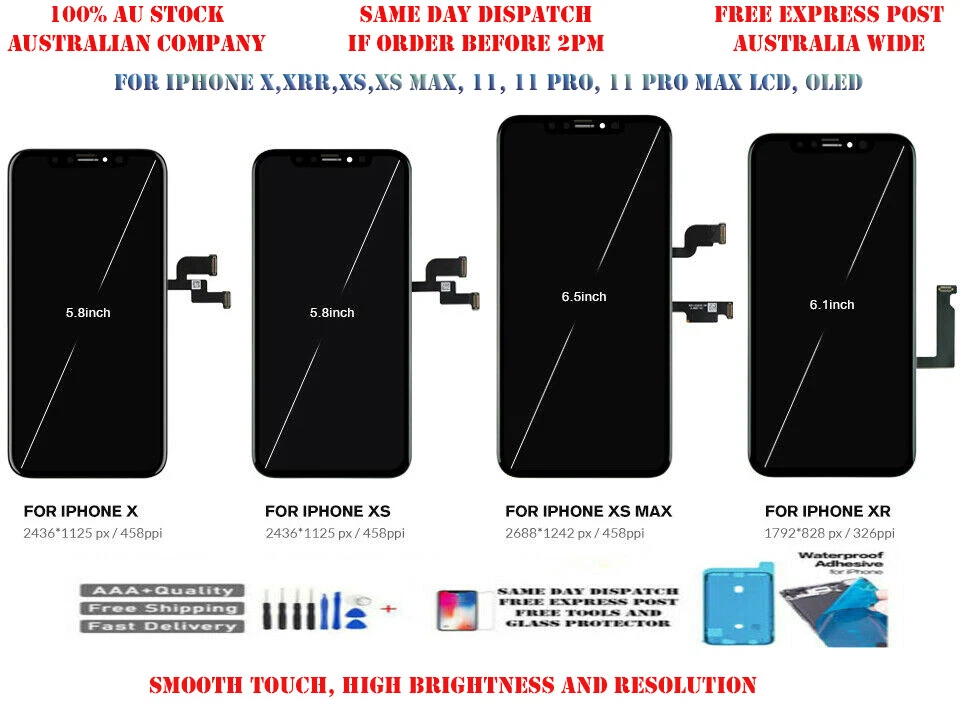 OLED LCD Screen Touch Digitizer Replacement for iPhone X XS XR 11 Pro Max XS Max - Image 1 of 3