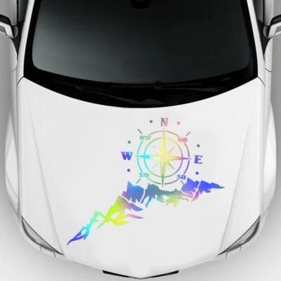 Pegatinas laterales de carrocería de coche cubierta de capó calcomanía de vinilo brújula gráficos de árbol de montaña Foto 1 de 4