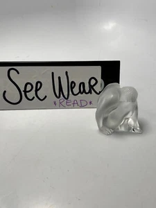 CHIP Lalique Crystal Nu Assis/Nabhi Nude Yoga Pose Head Knees Frosted Figurine - Picture 1 of 7