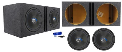 (2) Subwoofers Rockville K5 W15K5S4 15" 2000 vatios para automóvil + caja de subcaja ventilada Foto 1 de 4