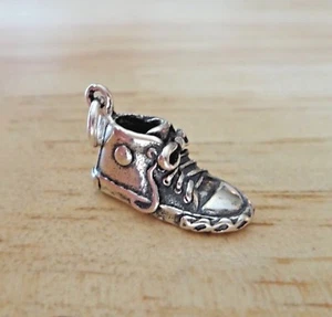 Sterling Silver 3D 17x8mm High Top Tennis Sneakers Shoe Charm - Picture 1 of 5