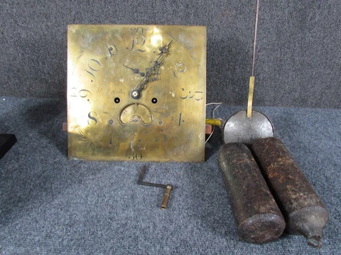 ANTIQUE W.CURTIS EXETER ENGLISH BRASS TALL CASE GRANDFATHER CLOCK FACE &MOVEMENT Cover