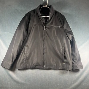Calvin Klein Mens Rain Jacket Black Full Zip Water Resistant Storm Collar Size L - Picture 1 of 12