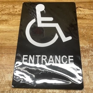 Neu Behinderten-Eingangsschild Tür, Wand, schwarz, 9 Zoll x 6 Zoll - Bild 1 von 4