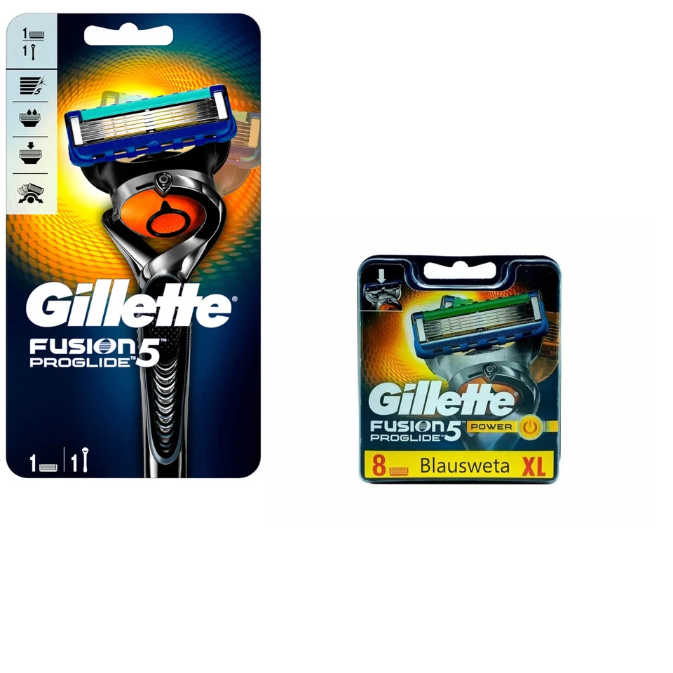 9 lamette da barba Gillette Fusion5 ProGlide Power + rasoio Fusion5 Flexball - Immagine 1 di 1