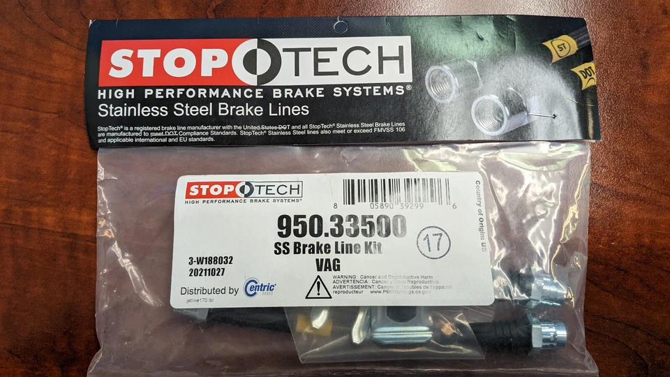 StopTech 后刹车线适用于 98-06 奥迪大众 TT 高尔夫 GTi R32 捷达 VR6 — 第 1/1 张图片