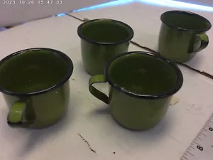 70er Jahre Vintage Emaillegeschirr Mini Expresso Tassen (Avacado 4 Stück) - Bild 1 von 5
