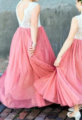 Новый с Ярлыками девочки размер 12/14 свадебный цветок карнавальный костюм пыльная роза 2 кролики кружевной тюль - Изображение 1 из 4