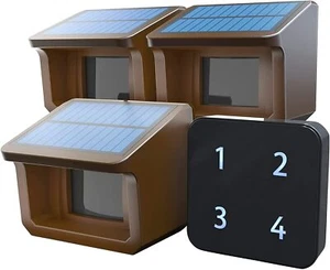 HTZSAFE 1/2 Mile Solar Power Driveway Alarm System 1 Receiver + 3 Sensors - Picture 1 of 7