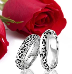 2 SILBER Partner Ringe Trauringe Eheringe Freundschaftsringe Gravur Gratis T351 - Bild 1 von 1
