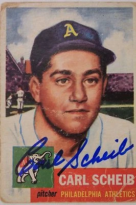 Carl Scheib A's Autographed 1953 Topps #57 Signed Card 17E - Image 1 of 2