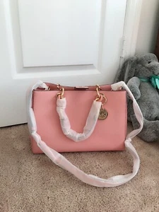 BORSA A MANO MICHAEL MICHAEL KORS ROSA PALLIDO CYNTHIA CATENA BORSA nuova con difetto - Foto 1 di 6
