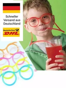 ✅ Strohhalm Kinder Geschenk Brille Lustig Getränk Geburtstag Blau Pink ✅ - Bild 1 von 7